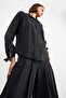 Black Baby Collar Modal Shirt - 4