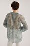 Blue Lacing Detailed Raglan Sleeve Round Neck Blouse - 5
