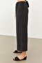 Black Linen High Waist Trousers with Elastic Waist - 4