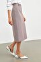 Burgundy Gingham Slit Midi Pencil Skirt - 3