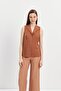 Brown Pencil High Waist Culotte Trousers - 3