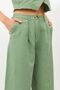 Green Linen High Waist Wide Leg Pants - 2
