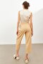 Beige High Waist Pleated Trousers - 6