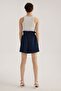 Blue Elastic Waist High Waist Denim Shorts - 4