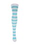 Women's White Turquoise Striped Cotton Knee High Socks - Design Socks - 2