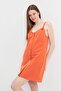 Orange Strappy Linen Mini Dress