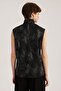 Black High-Rise Glittery Pleated Sleeveless Blouse - 5