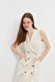 Ecru Belted Shawl Collar Maxi Dress - 5