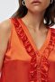 Ruffle Detailed V-Neck Satin Blouse - 2