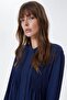 Women's Navy Blue Ribbed Shirt - 4