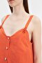 Orange Strappy Linen Mini Dress - 2