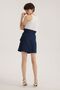 Blue High Waist Pleated Denim Skirt - 4