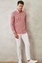 Men's Red Slim Fit Narrow Cut Oxford Button Collar Gingham Cotton Shirt - 2