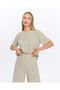 Beige Linen Set - Oversize T-shirt and Trousers Women's Set - 4