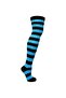Women's Black Blue Striped Cotton Knee High Socks - Patterned Socks - 3