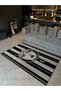 Black Beige Line Themed Women's Face and Gold Eye Patterned Woven Base Washable Carpet Miraface15 - 4