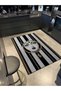 Black Beige Line Themed Women's Face and Gold Eye Patterned Woven Base Washable Carpet Miraface15