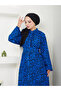 Patterned Hijab Dress - Women, Prevailing Collar, Waist Belt - 3