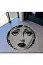 Round Checkers and Women Patterned Woven Base Washable Carpet Miraface20 - 2