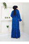 Patterned Hijab Dress - Women, Prevailing Collar, Waist Belt - 7
