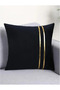 1 Pcs Gold Leather Striped Velvet Look Decorative Throw Pillow Cover - 2