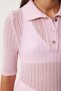 Women's Pink Polo Neck Lightweight See-Through Knitwear Blouse Fn03211 - 3