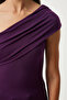 Women's Purple Single Shoulder Drawstring Knitted Blouse Dz00112 - 6