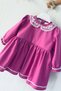 Violet Purple Baby Girl Dress with Lace Collar and Water Stone Detail - 3