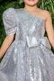 silver paillette girl's evening dress - 5