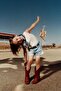 Girl's Striped Jean Bermuda Denim Shorts - 3