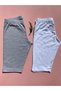 Cotton Lycra Women's 2-Piece Gray and White Knee-Length Leggings