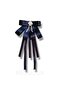 LUX BLACK MULTI-STYERED LONG SATIN RIBBON HAIR CLIP ACCESSORY, Rhinestone PEARL SPECIAL DESIGN - 2