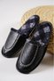 Men's Black Leather Look Soft Sole Slippers - 2