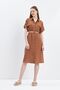 Brown Belted Double Sleeve Midi Dress - 6