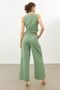 Green Linen High Waist Wide Leg Pants - 6