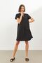 Black Linen Half Sleeve Midi Dress