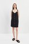 Black Strappy Linen Mini Dress - 4