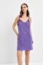 Purple Strappy Linen Mini Dress