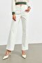 Cream 5 Pocket High Waist Pipe Leg Trousers - 2