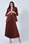 Double Breasted Collar Jacket with Skirt Double Suit Brown4595026 - 2