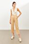 Beige High Waist Pleated Trousers