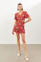 Red V-Neck Half Sleeve Mini Dress