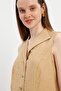 Beige Collar Detailed Cupped Shirt - 2