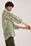 Green Lacing Detailed Raglan Sleeve Round Neck Blouse - 4
