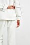Cream Contrast Stitched Unlined Shawl Collar Jacket - 6