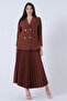 Double Breasted Collar Jacket with Skirt Double Suit Brown4595026 - 3