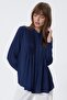 Women's Navy Blue Ribbed Shirt - 2
