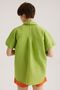 Green Linen Blended Single Pocket Low Sleeve Shirt - 5