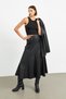Black Faux Leather Maxi Skirt with Elastic Waist - 4