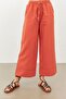 Tile Linen High Waist Pants with Elastic Waistband - 4